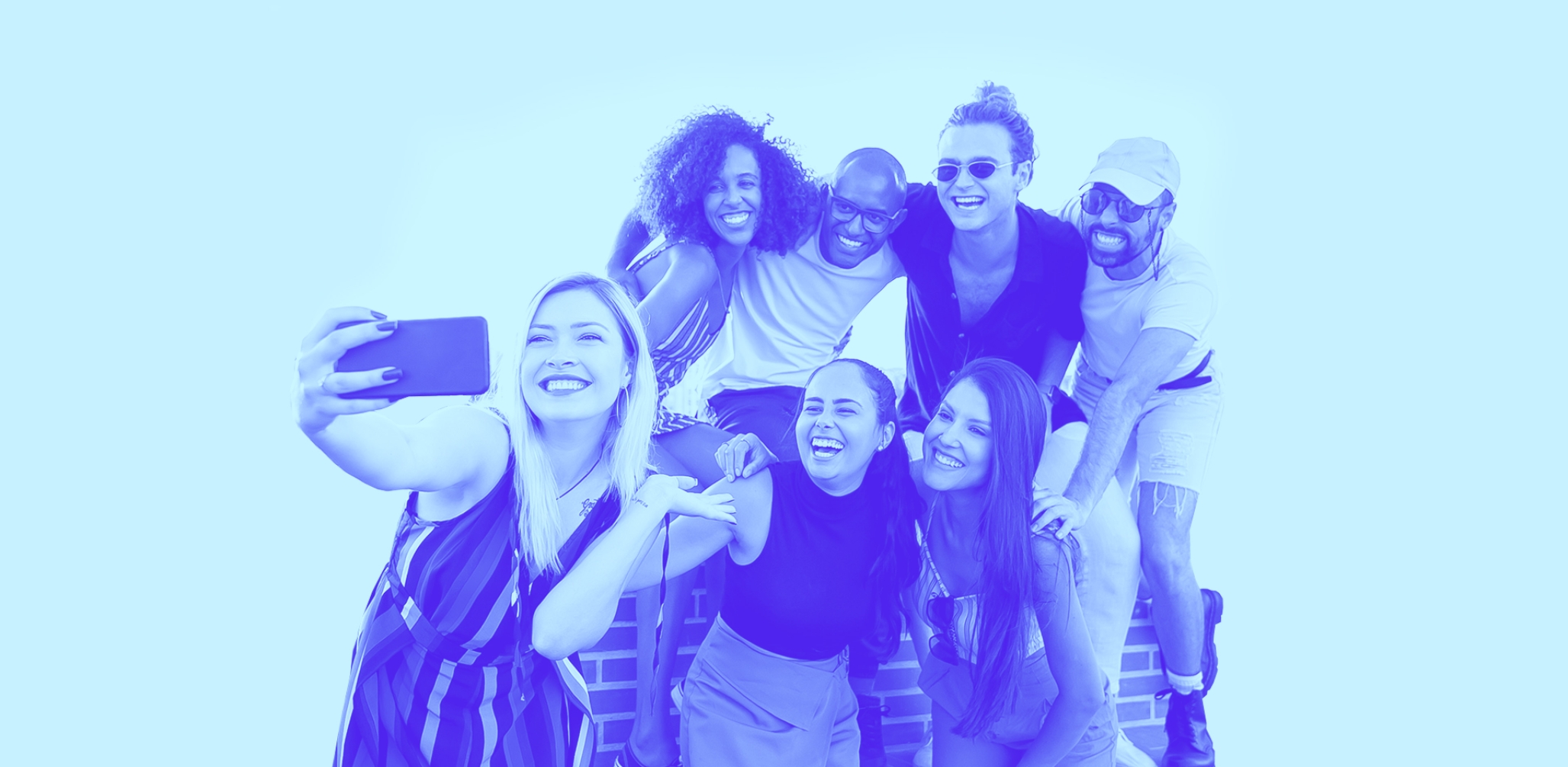 Gen Z taking a group selfie