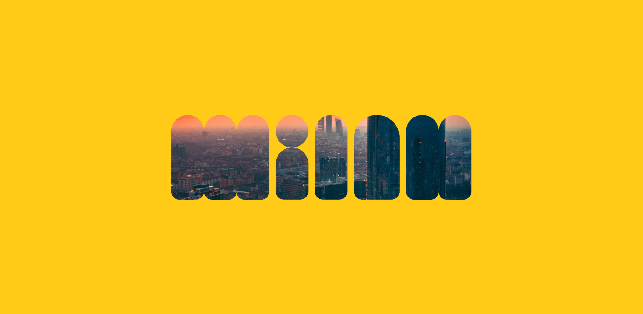 Milan lettering with Italy in the background