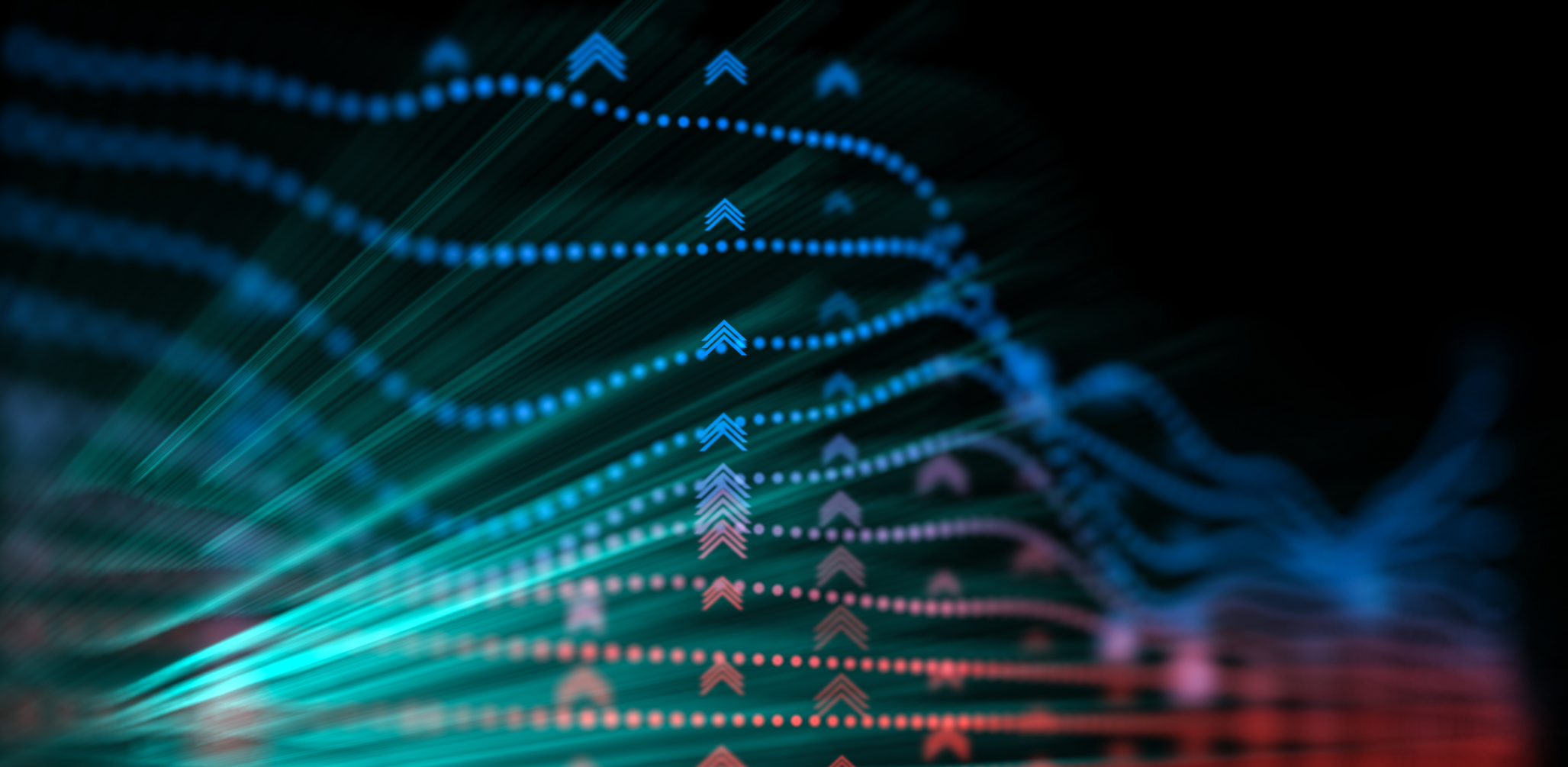 Wave of digital numbers and arrows indicating marketing experimentation and a/b testing