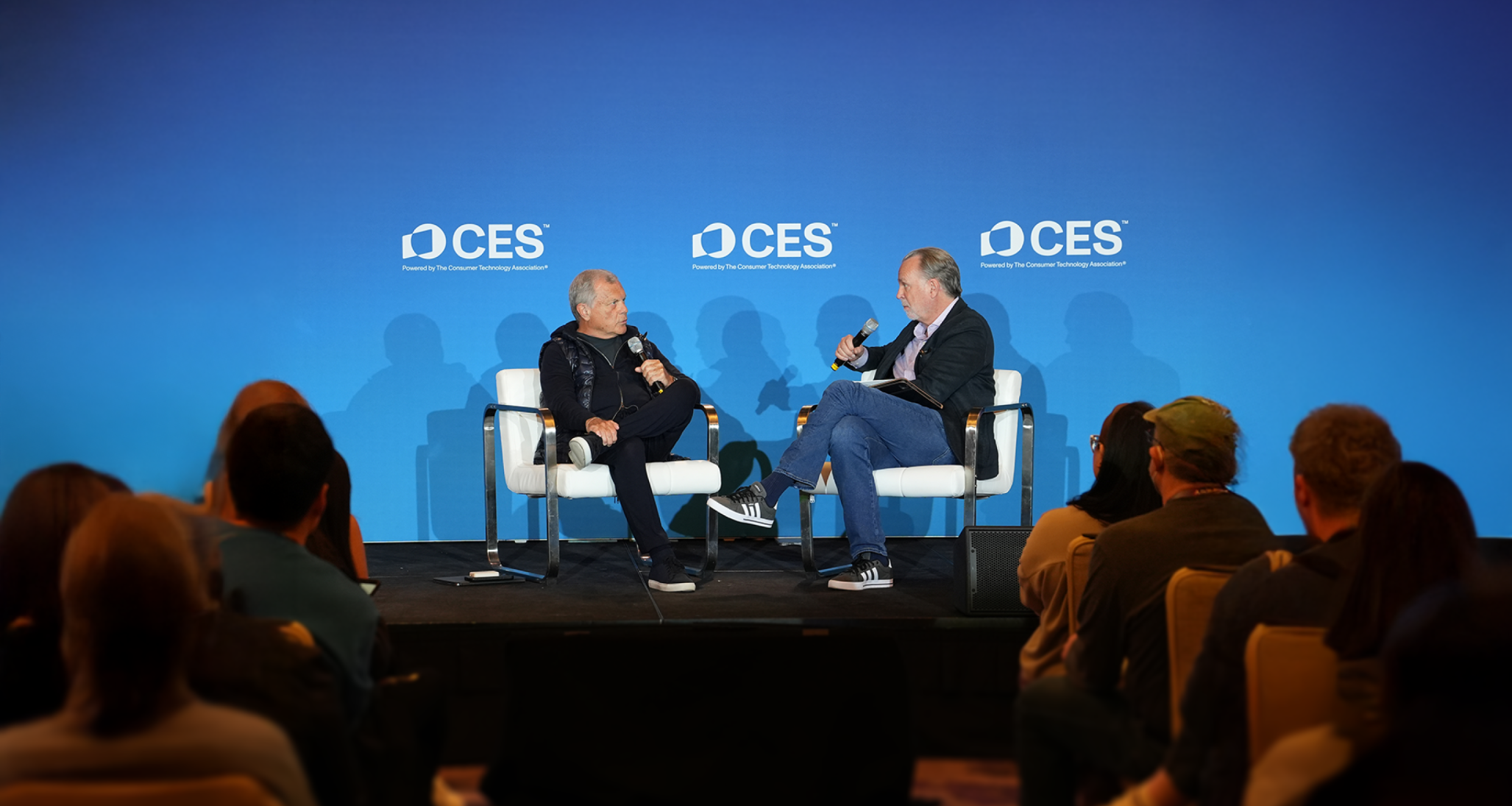 Sir martin sorrell speaking at an CES event