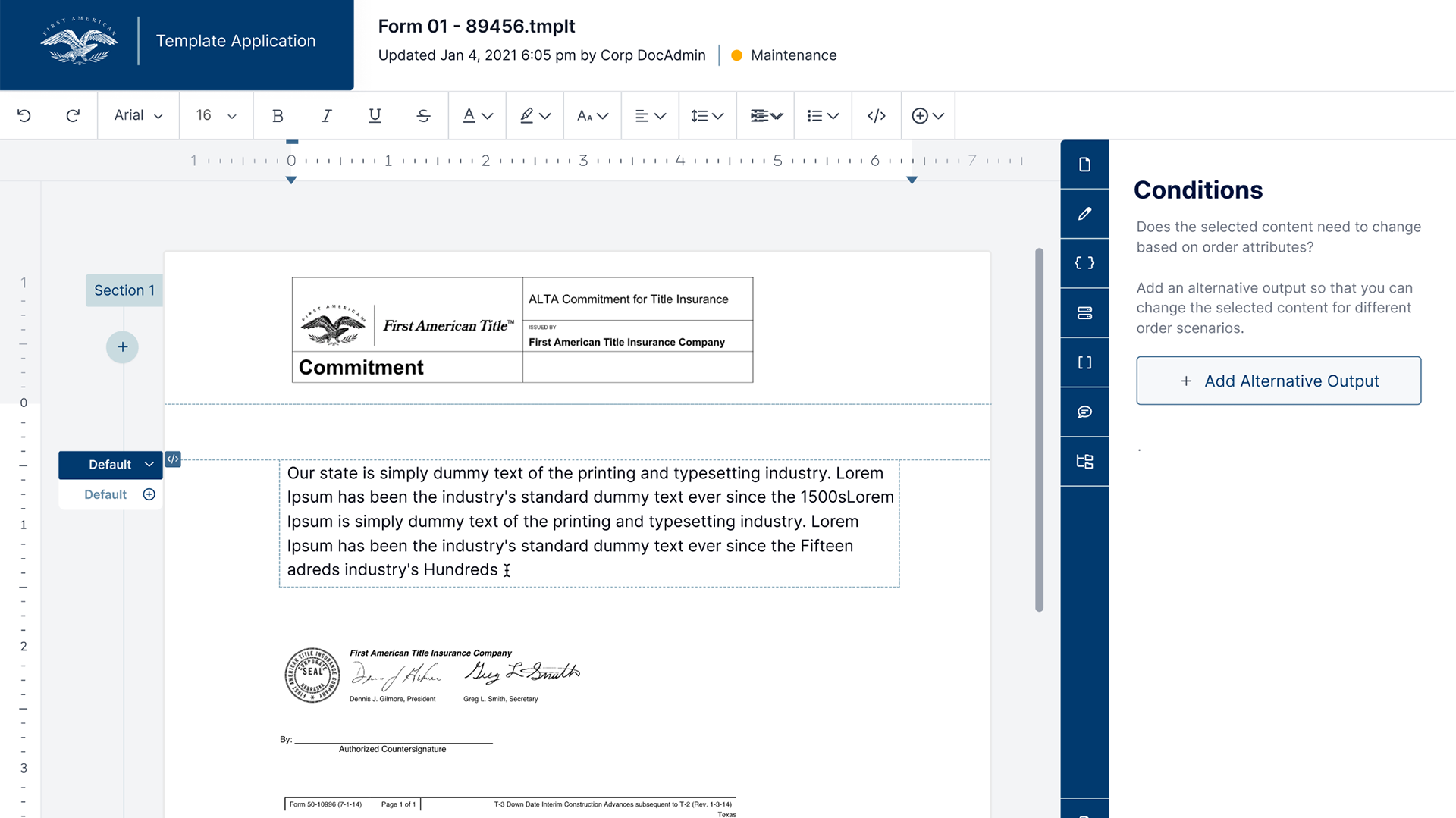 First American software running on a laptop