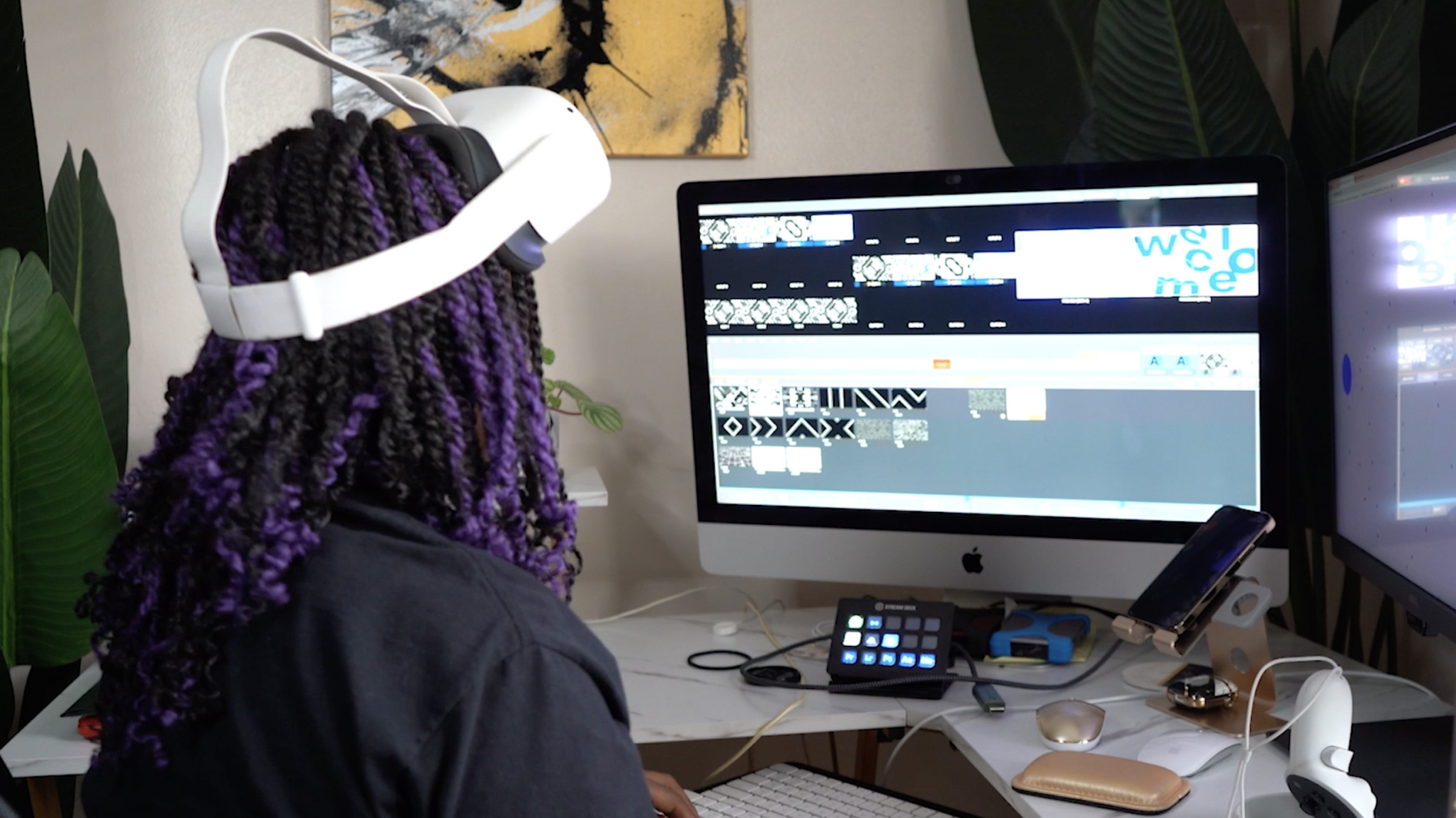 A media.monks employee editing live footage in VR
