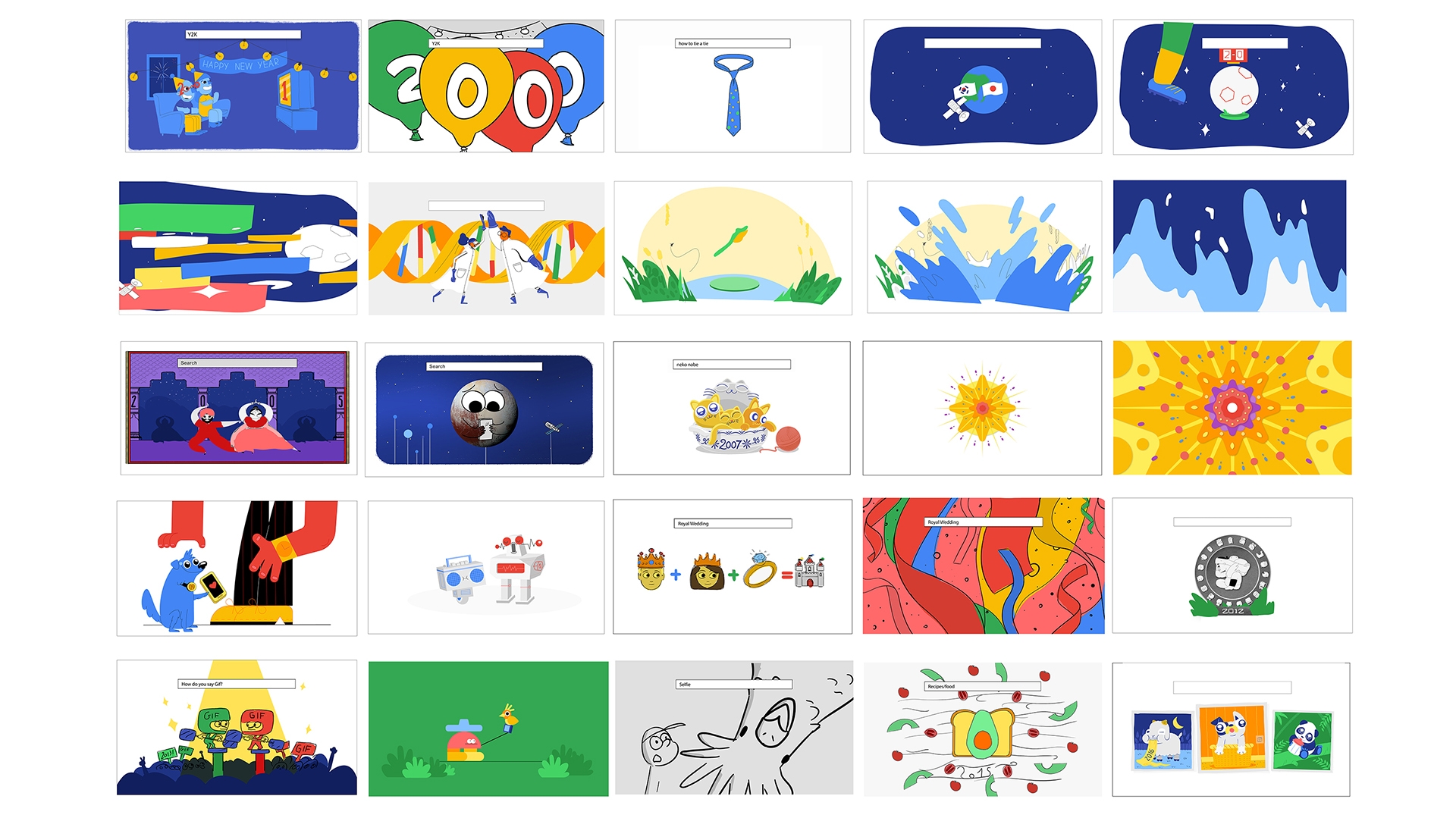 Overview with tiles of all the illustration created for this project