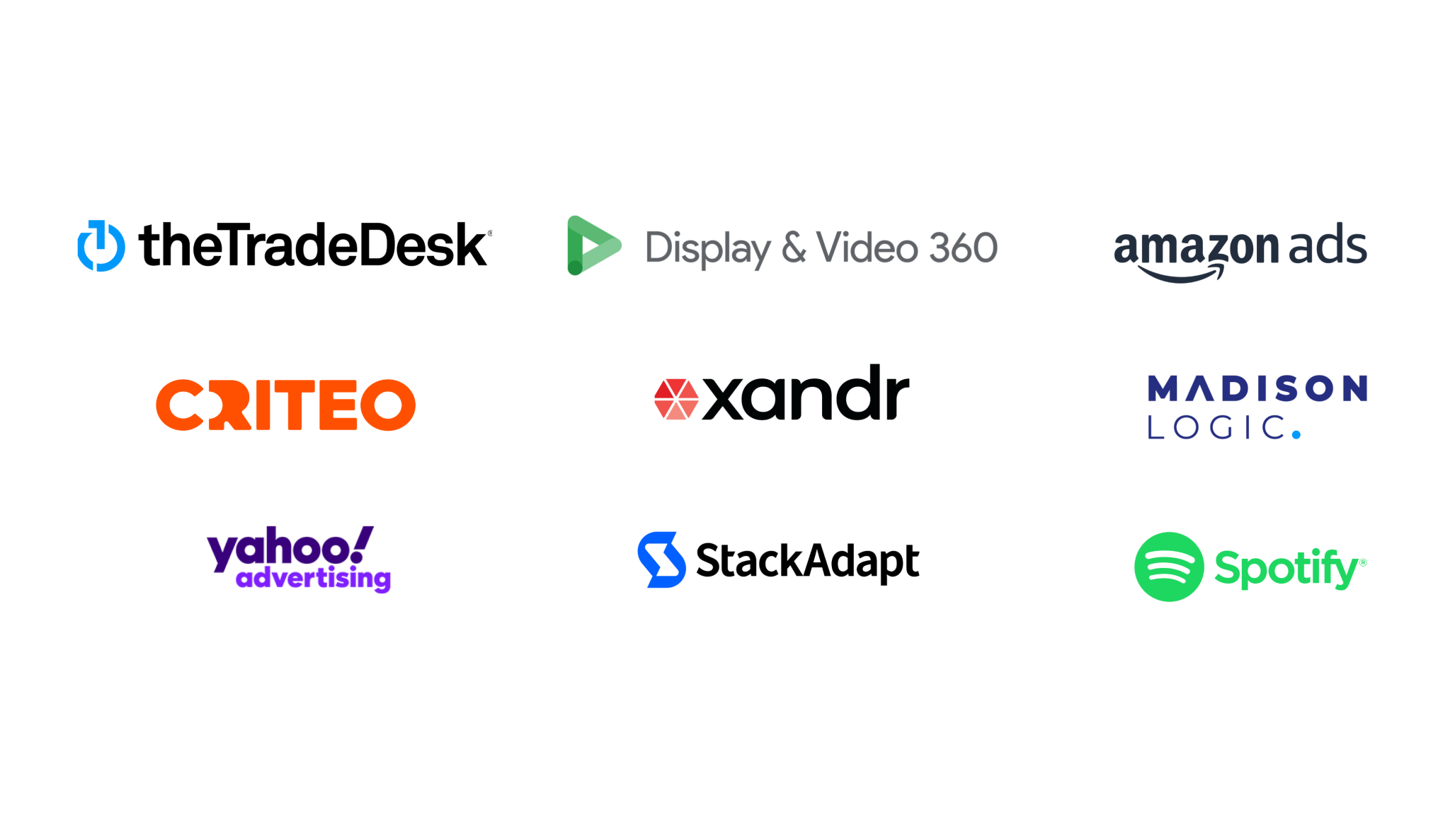 DSPs and technology partners such as TheTradeDesk, Amazon Ads, and DV360