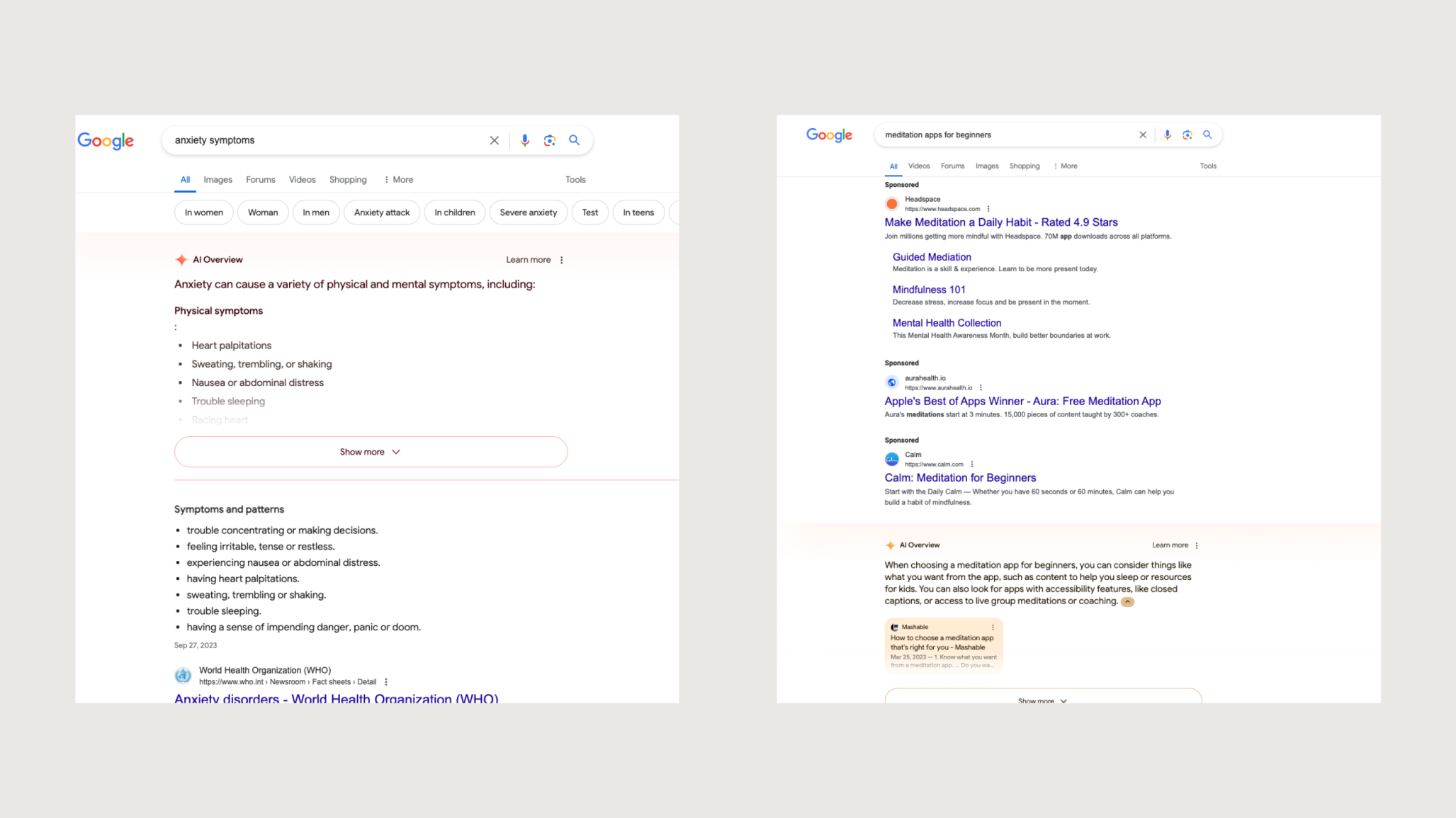 Google search results showing AI Overviews