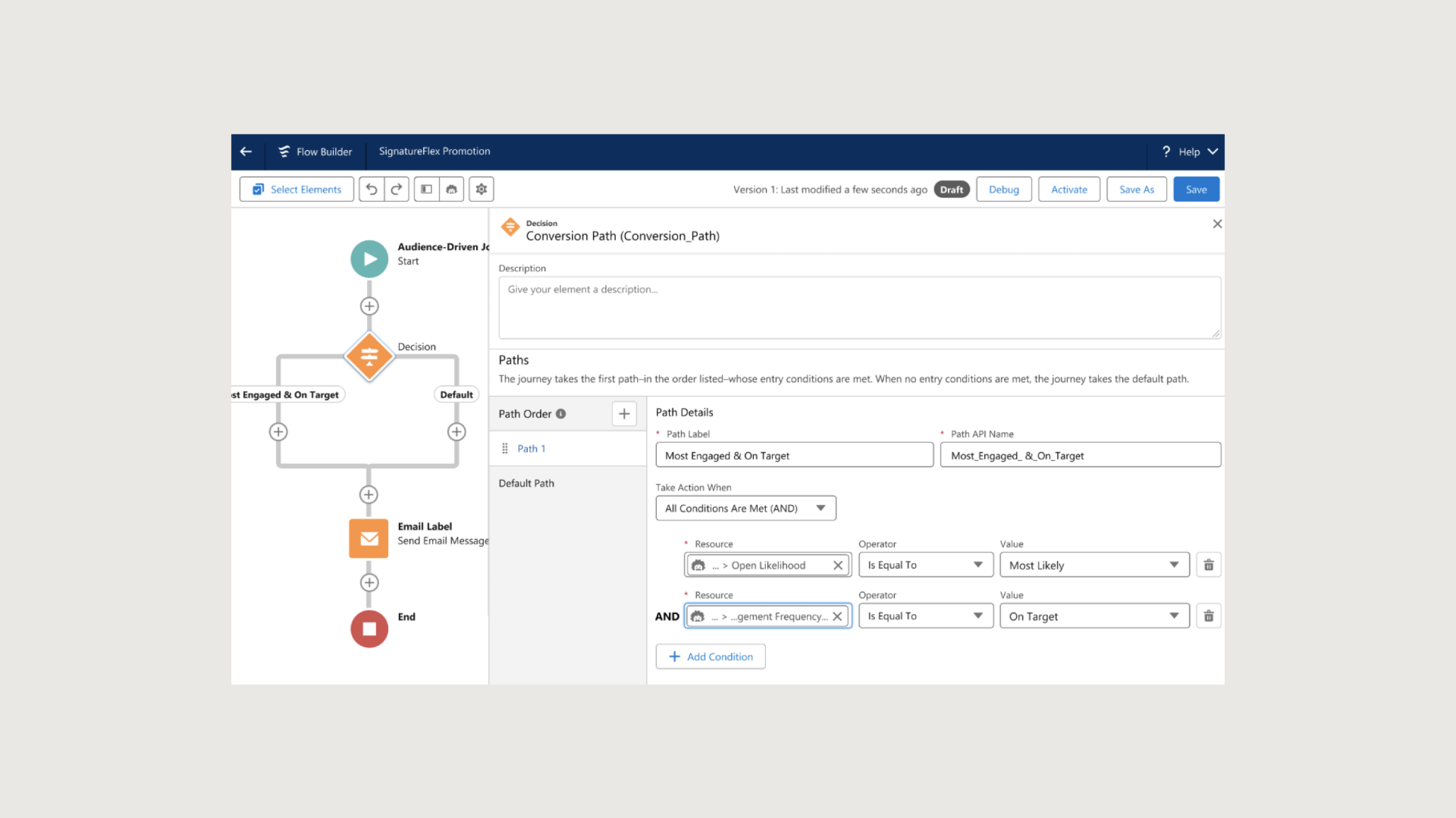 Screenshot of Einstein Engagement Scoring in Salesforce Marketing Cloud Advanced Edition, whichuses customer data and machine learning to predict consumer engagement.