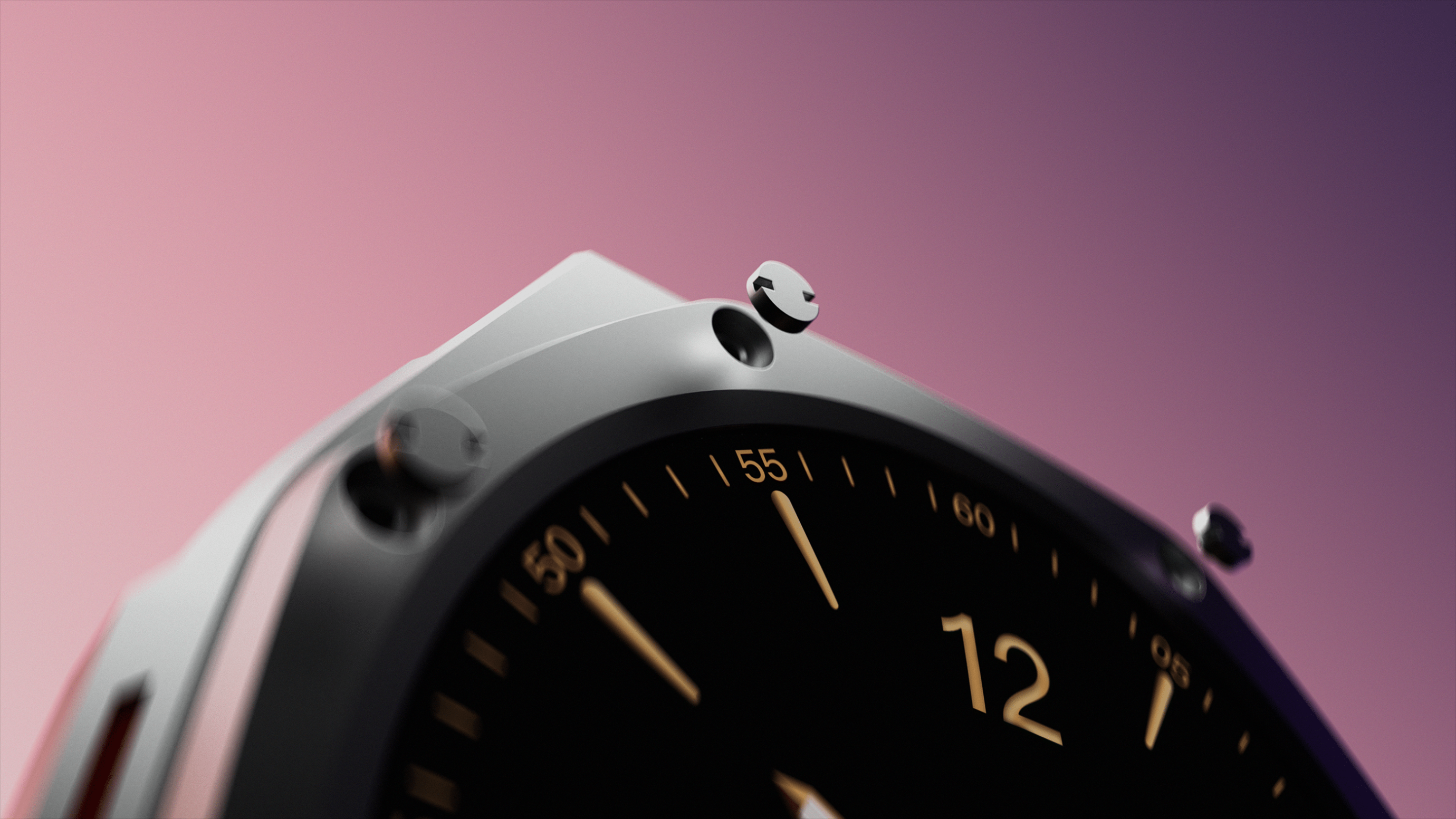 Hyper realistic animation of a boAt_Enigma watch clockwork detail with a tiny screw coming out of the side.