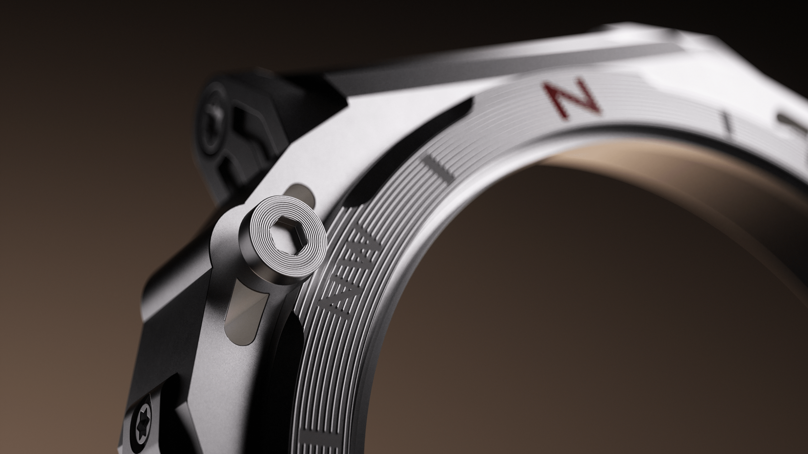 Hyper realistic animation of a boAt_Enigma watch closeup of the edge of the clockwork.