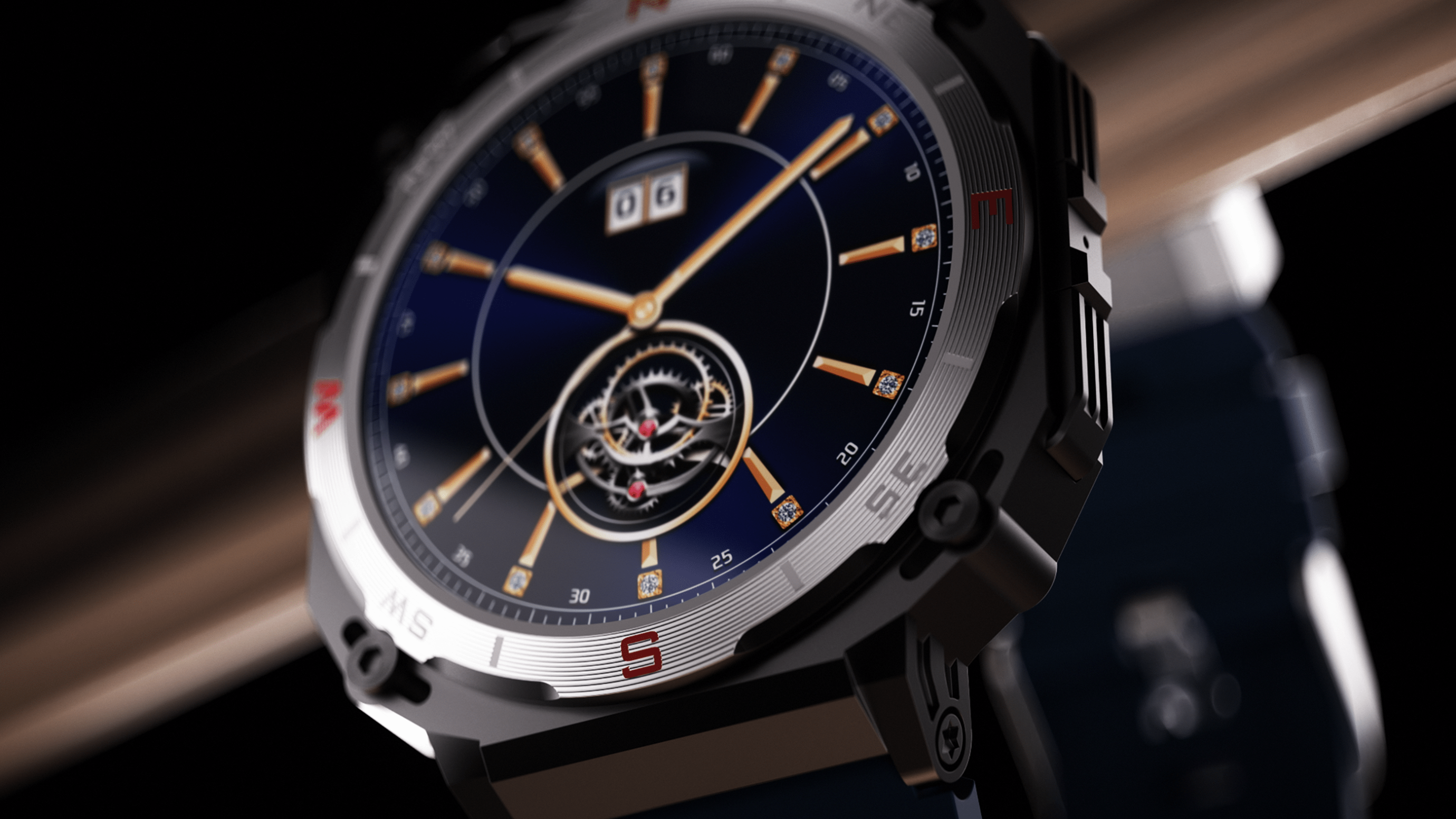 Hyper realistic animation of a boAt_Enigma watch closeup.