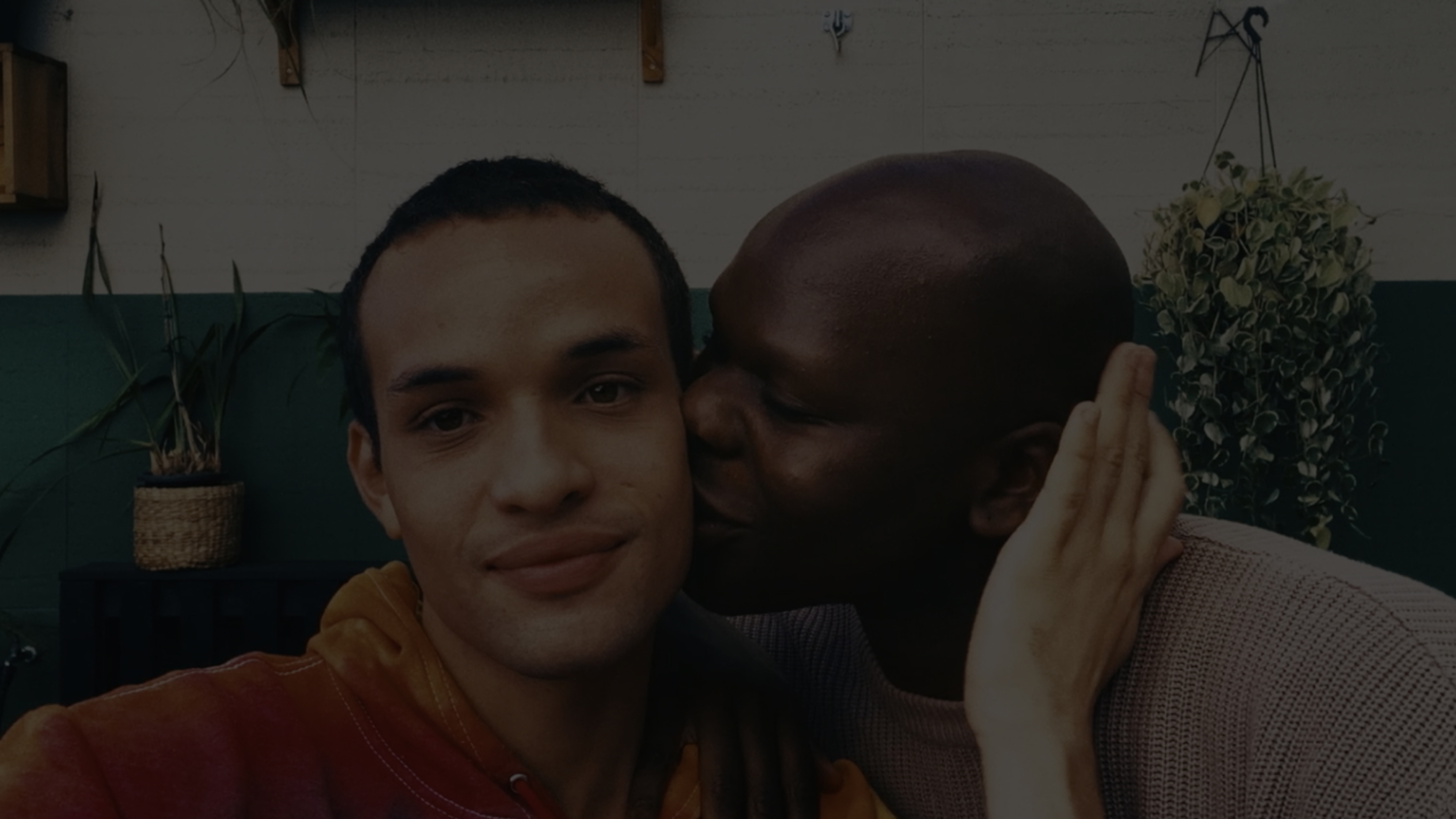 Two people showing affection and in love