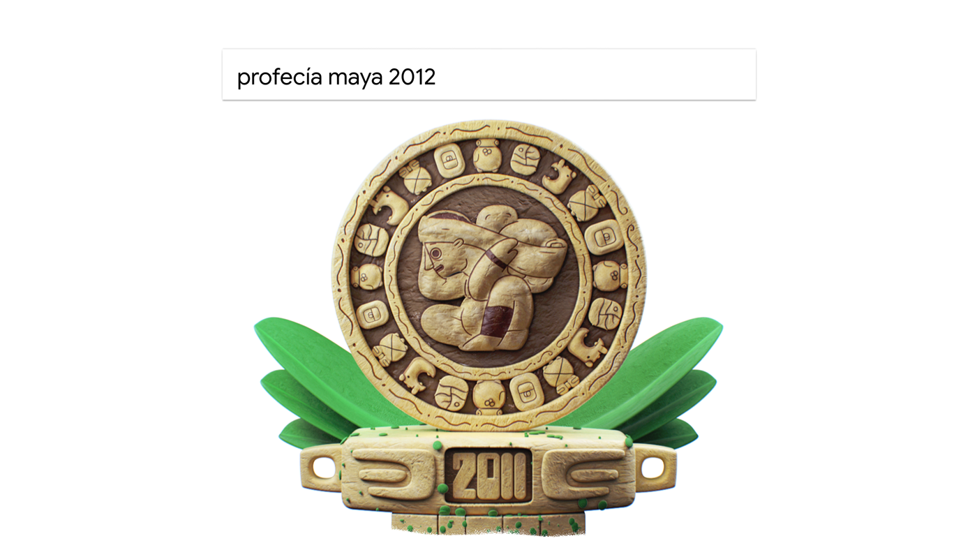 Animation of a maya calendar. With at the top a Google search bar with the question: profecia maya 2021