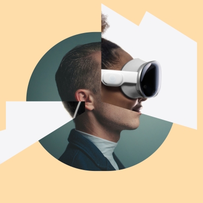 A person wearing a AR headset