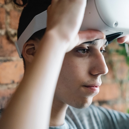 A person using a VR headset