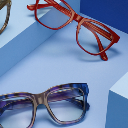 Glasses from FGX on a blue background