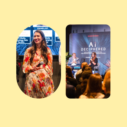 two photos of the AI Deciphered event