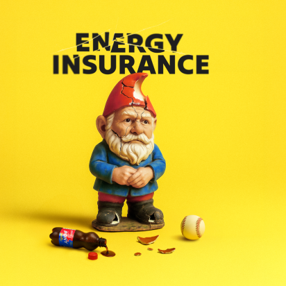 A broken gnome with a pony malta drink bottle and ball by it's feet