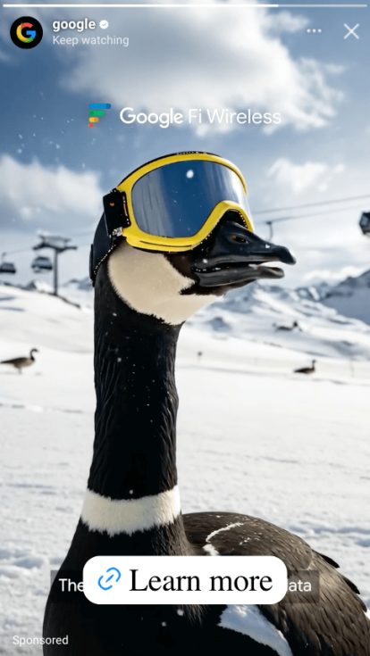 An ad for YouTube featuring the goose.