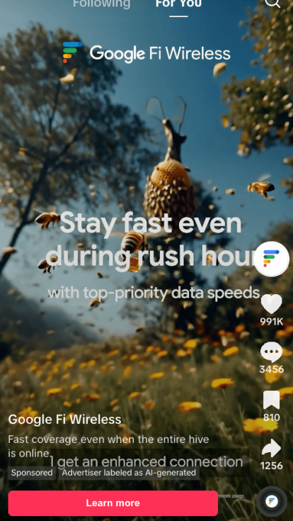 An ad for Instagram featuring the honey bee