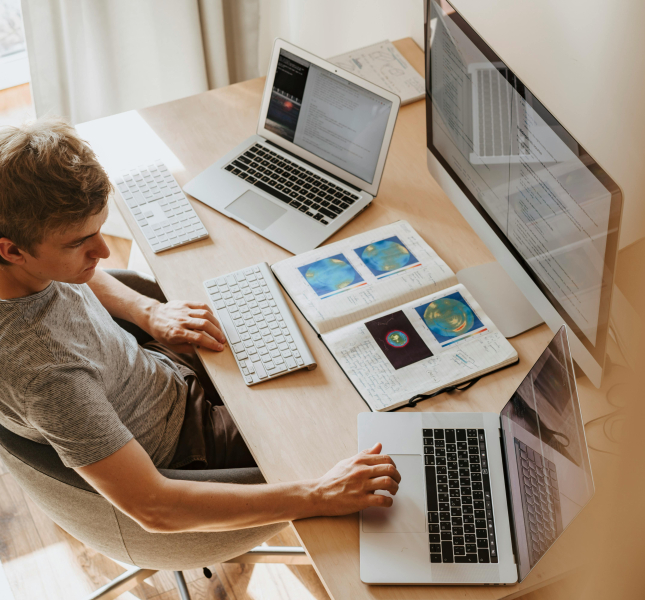 man working in a desk