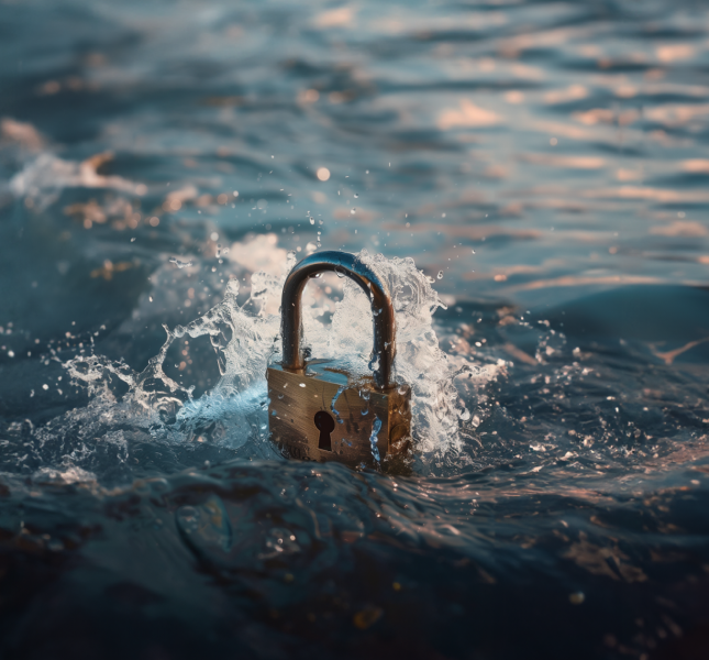 A lock being overtaken by a wave