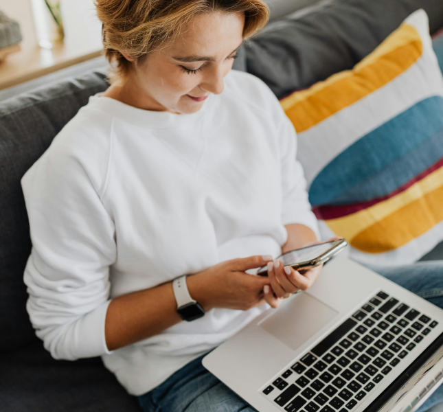 woman in her smartphone