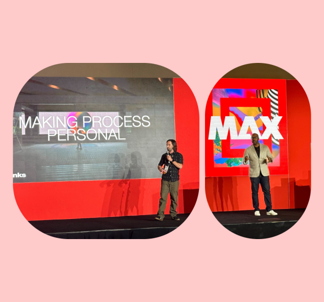 Scenes from the Adobe Max stage.