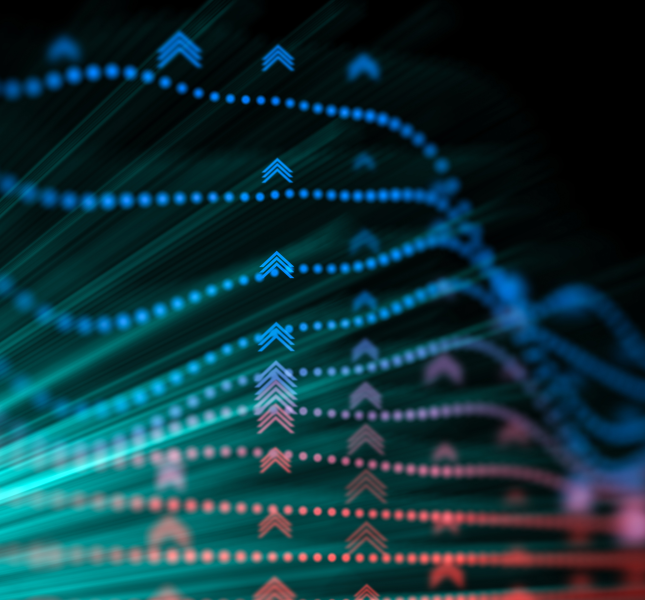 Wave of digital numbers and arrows indicating marketing experimentation and a/b testing
