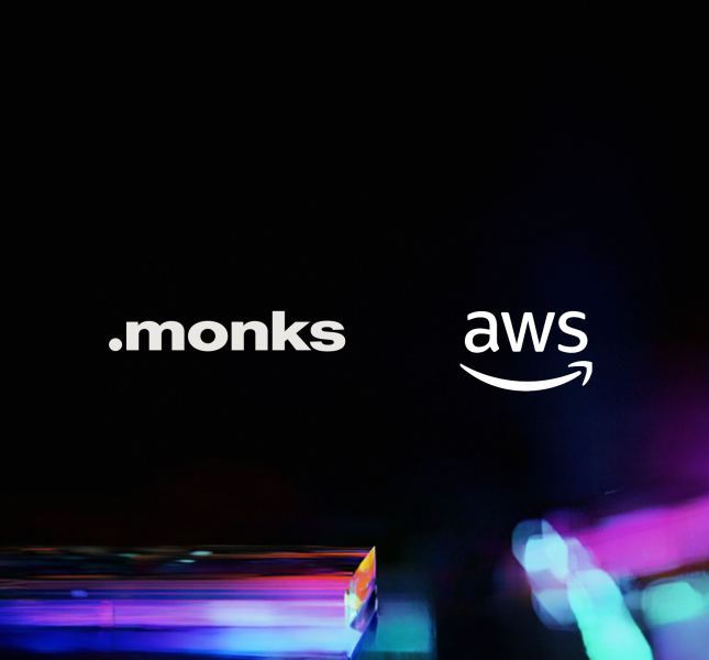 Image of the Monks and AWS logos side-by-side against a black backdrop.