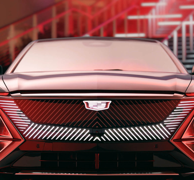 Cadillac LYRIQ still image with a red hue of lighting