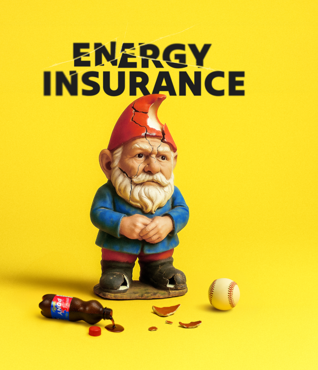 A broken gnome with a pony malta drink bottle and ball by it's feet