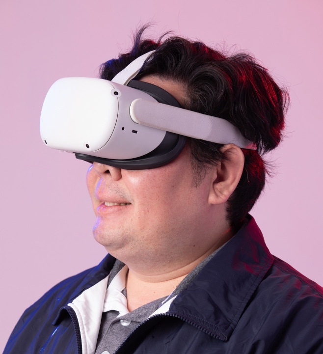 A person wearing a VR headset