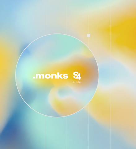 Cover of the ESG report featuring .monks and S4 Capital logos over an abstract pastel background.