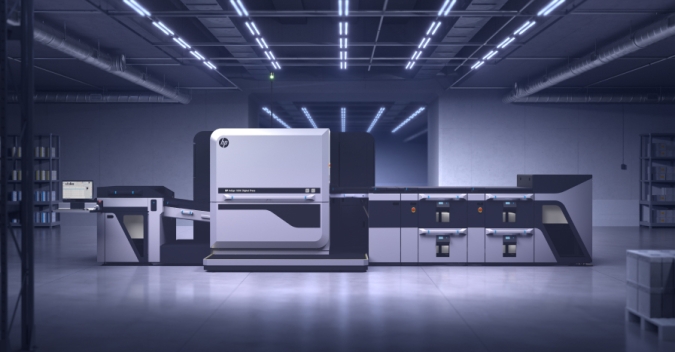 Large professional HP printer in an office