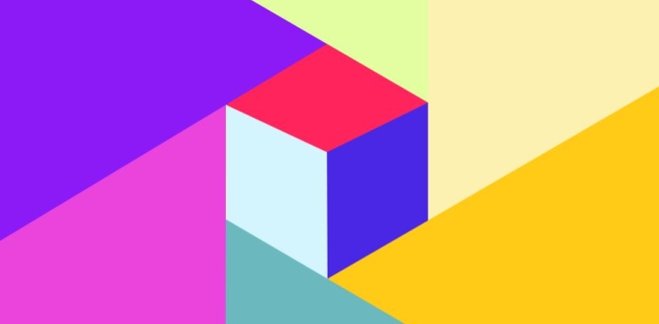 A illustrative cube with different colors