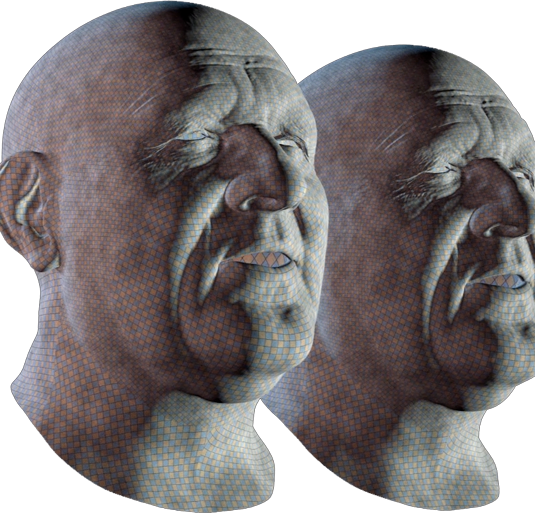 Two 3D model heads of Bob Paisley