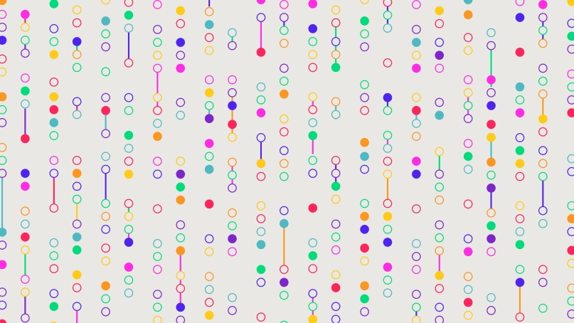 A colorful pattern of dots in rows