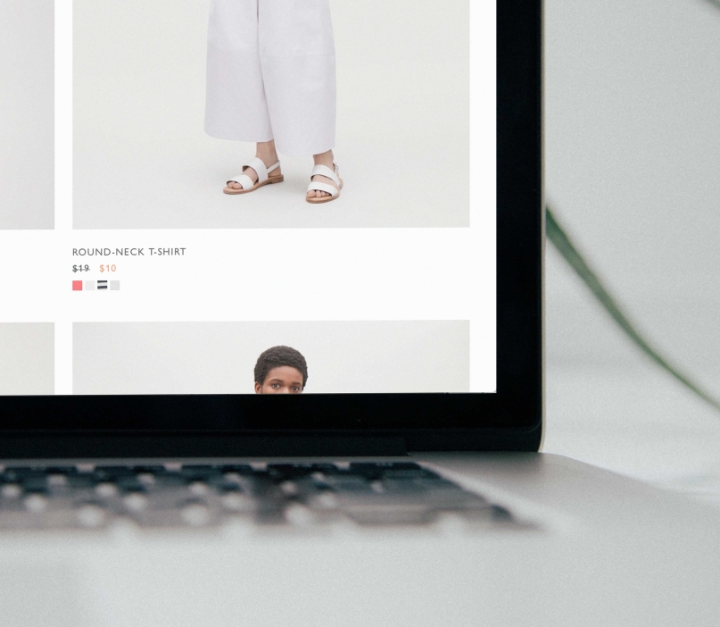 A laptop showing a retail ecommerce website