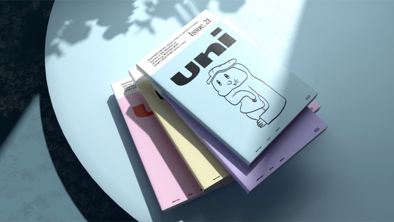 a uni brand book in different colors