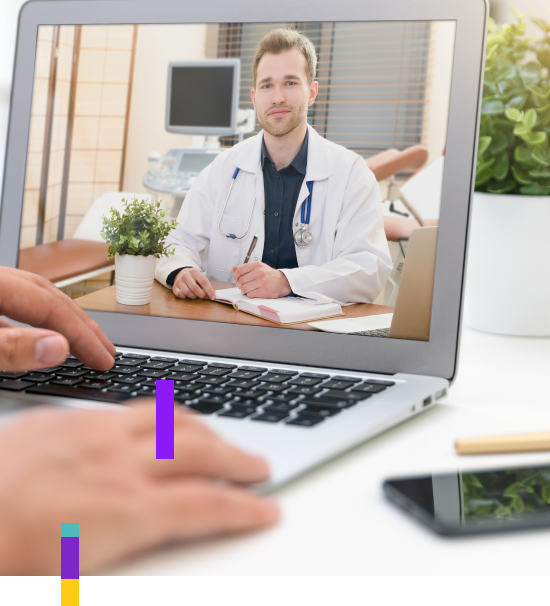 A laptop showing a doctor
