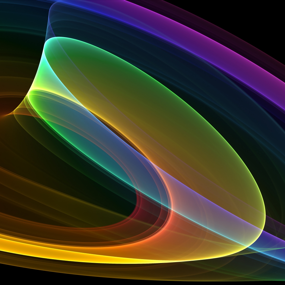 Graphic image with coloured lines on a black background