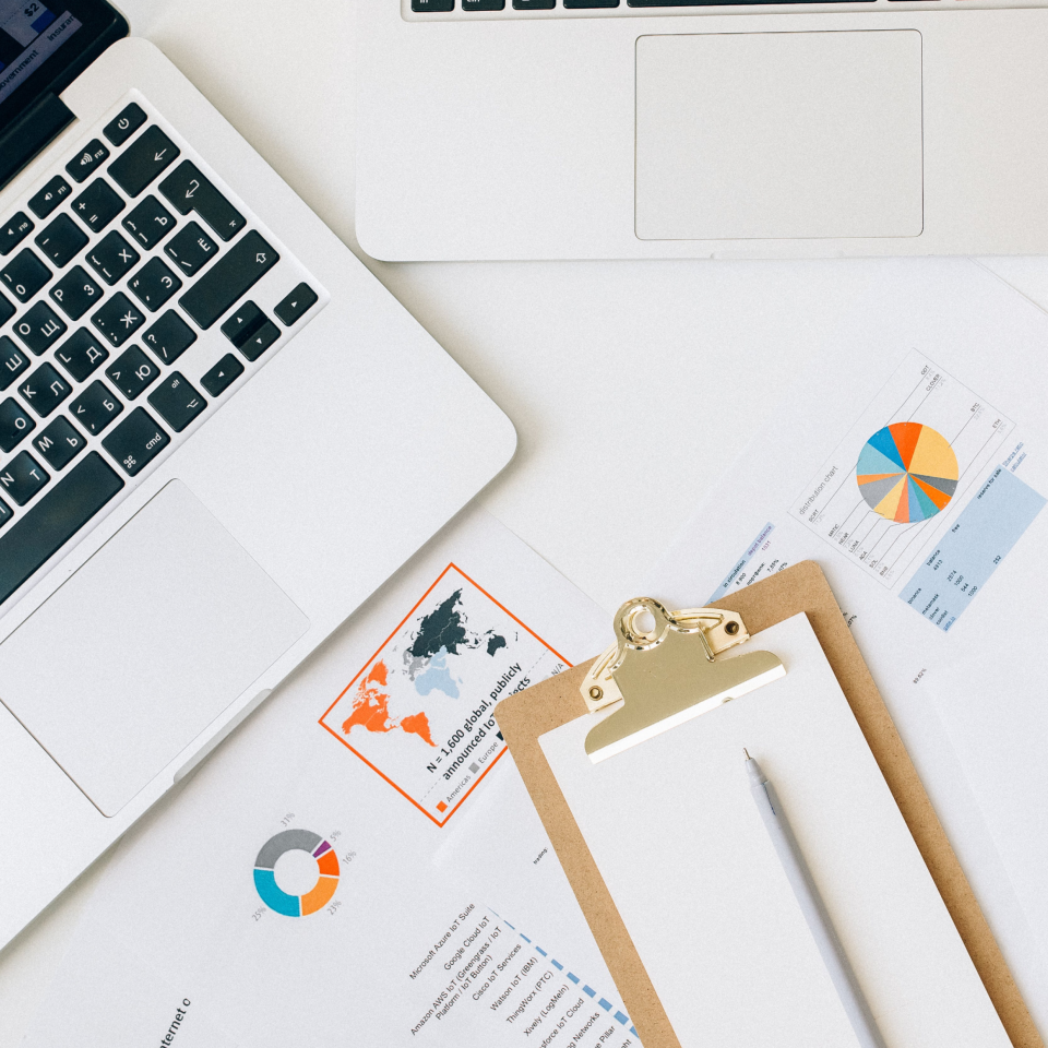 Laptops with analytics charts