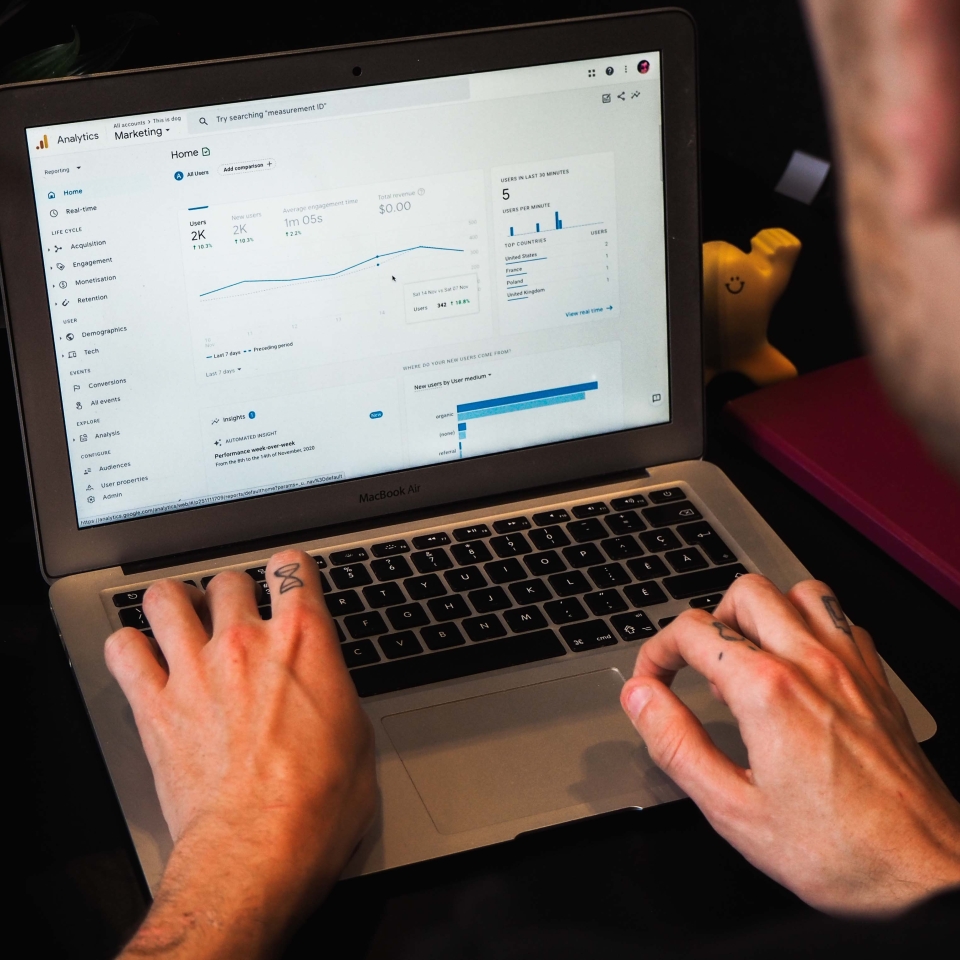 A person working in google analytics