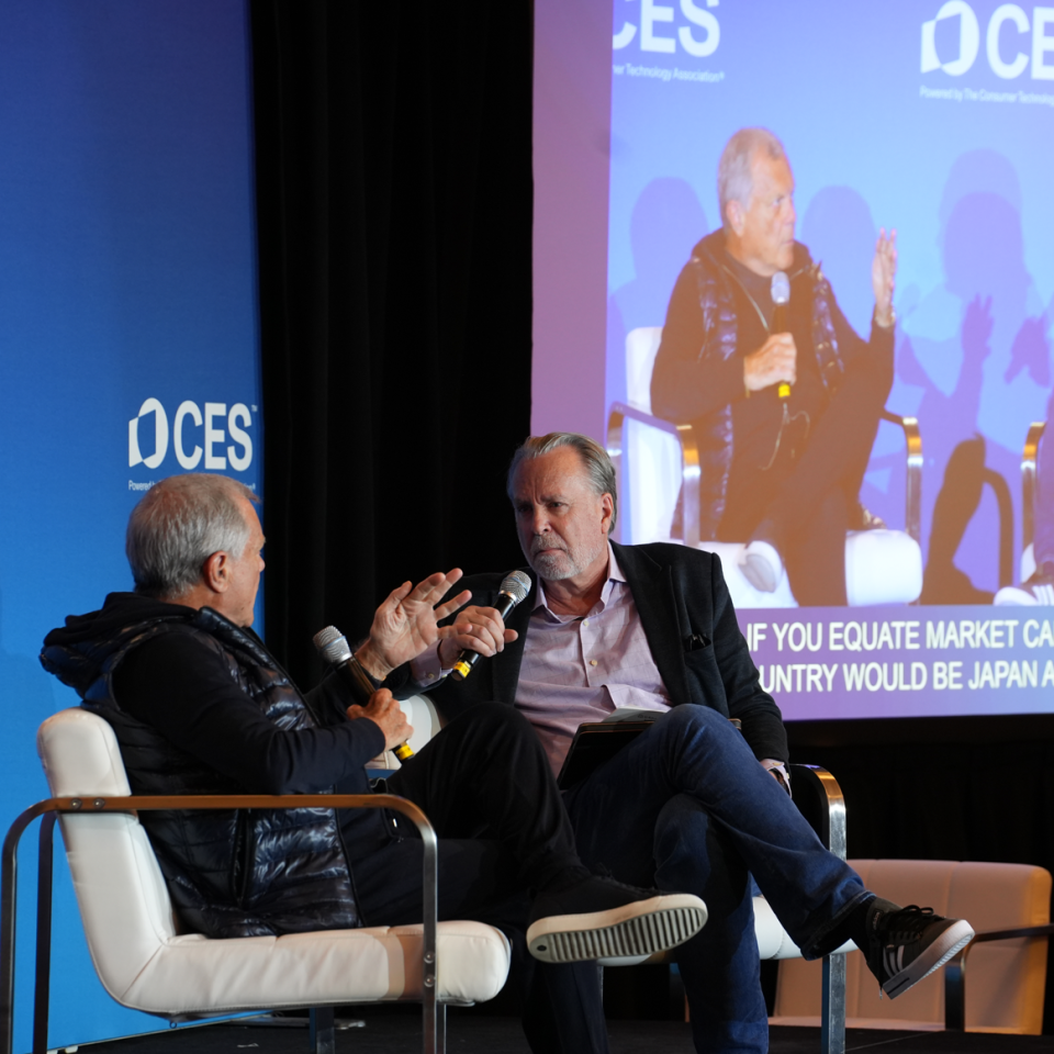 Sir martin sorrell speaking at an CES event