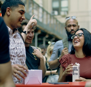 People enjoying drinks at a popup bar in new york city