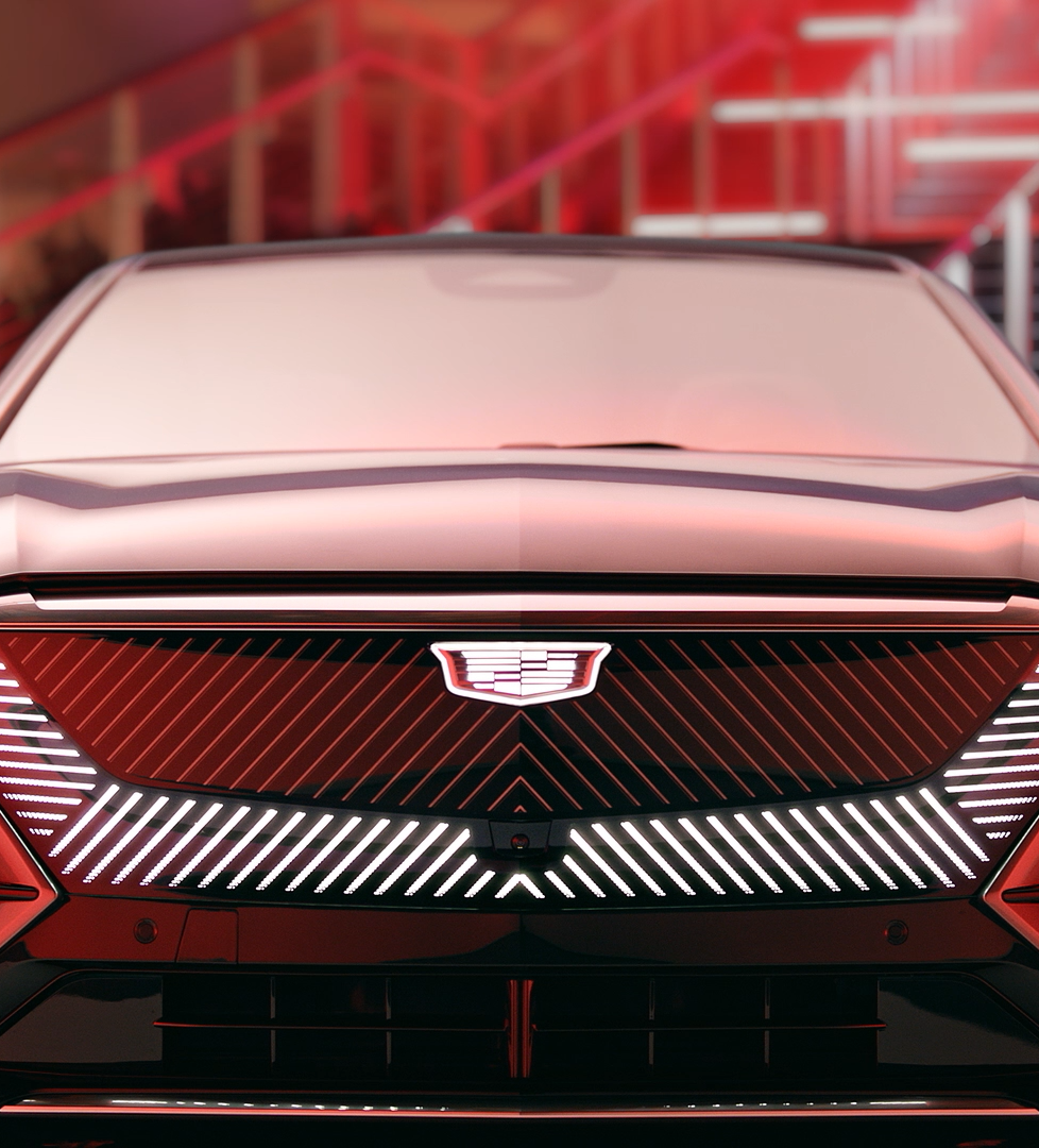 Cadillac LYRIQ still image with a red hue of lighting