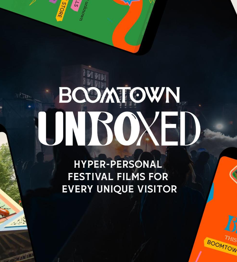 Boomtown Unboxed logo with a bunch of animated application screens around it