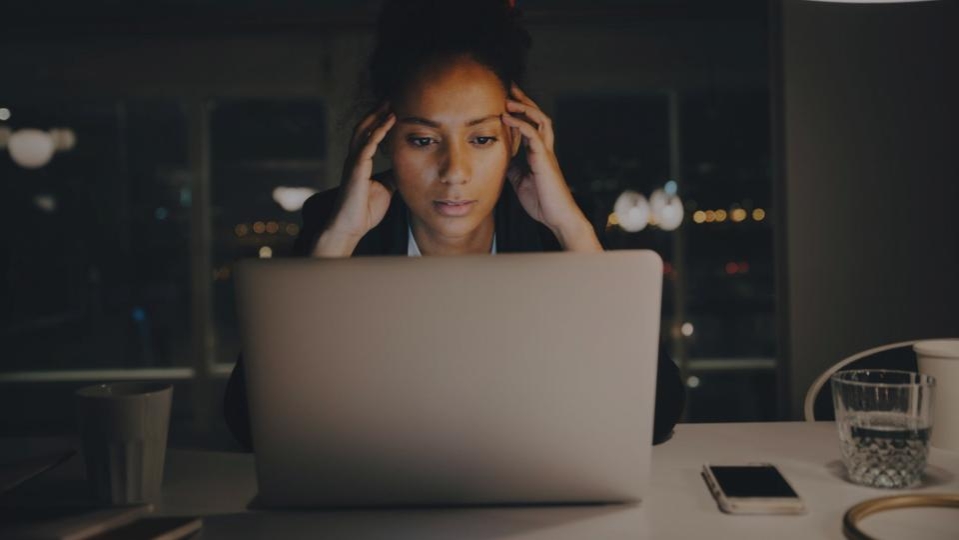 A woman on a laptop