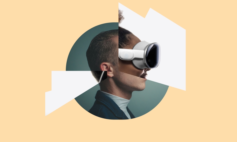 A person wearing a AR headset