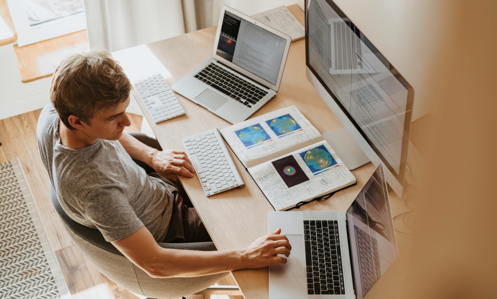 man working in a desk