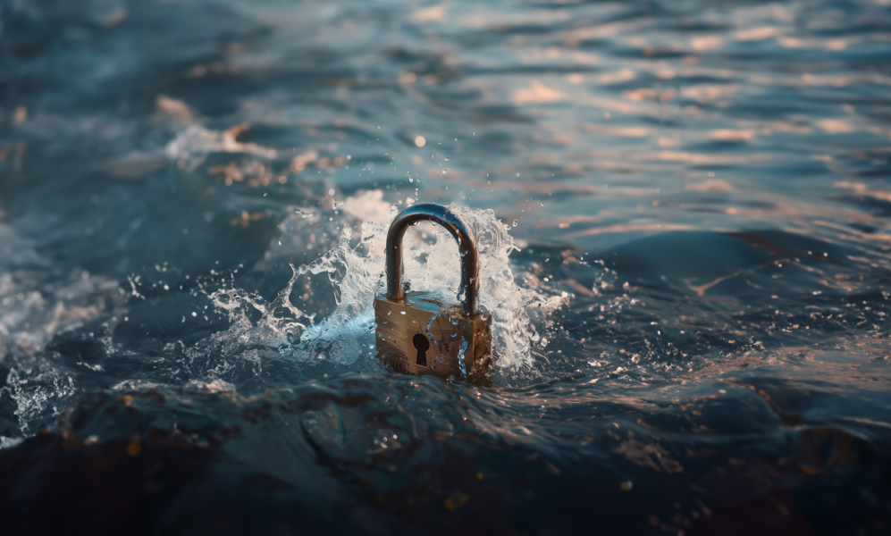 A lock being overtaken by a wave